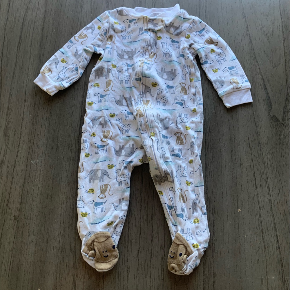 Carter's White Animal Print Footie